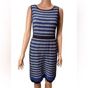 Laundry By Shelli Segal Elegant Black and Blue Sleeveless Metallic Dress XS